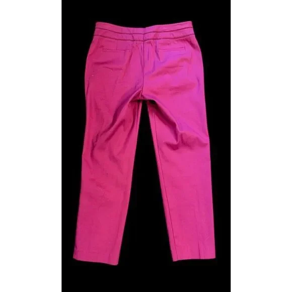 Larry Levine Slim Ankle Pants Sz. 8 Fuchsia Set In Waist Spring Stretch - Picture 4 of 6